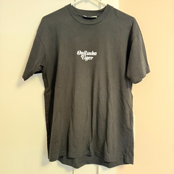 Onitsuka  Tiger Crew Neck Short Sleeve Tee Black 100% Cotton S Relaxed Fit - Picture 1 of 5